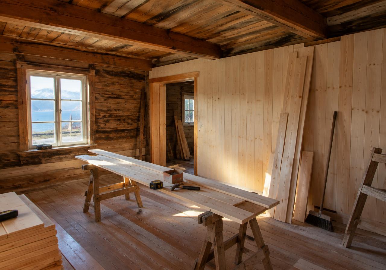 Innvendig panel i tømmerhus